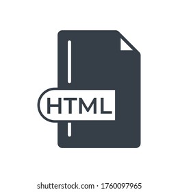 HTML Icon. HTML File Format extension filled icon.