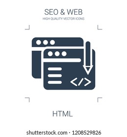 html icon. high quality filled html icon on white background. from seo web collection flat trendy vector html symbol. use for web and mobile