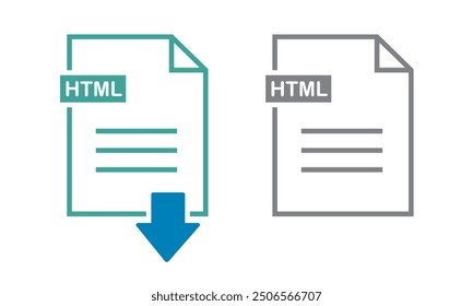 HTML icon on white background. file HTML download icon.