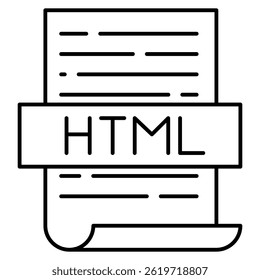 Html icon represented by Html symbol Line style.