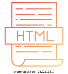 Html icon represented by Html symbol gradient style.