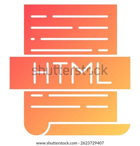 Html icon represented by Html symbol gradient style.