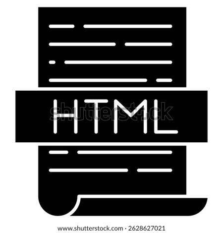 Html icon represented by Html symbol Black Filled style.