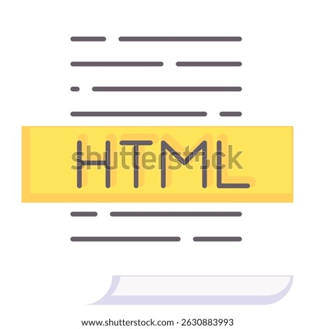 Html icon represented by Html symbol Flat style.