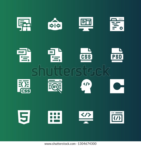 Html Icon Set Collection 16 Filled Stock Vector (Royalty Free ...
