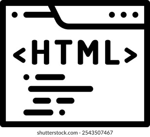 ícone html. Design De Estilo Linear Fino Isolado Em Plano De Fundo Branco