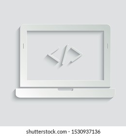  Html icon vector. Code icon. black vector illustration notebook icon paper with shadow 