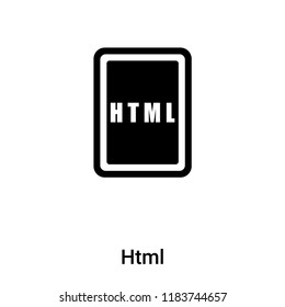 Html icon vector isolated on white background, logo concept of Html sign on transparent background, filled black symbol