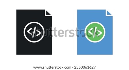 HTML script icon set in black and colored version