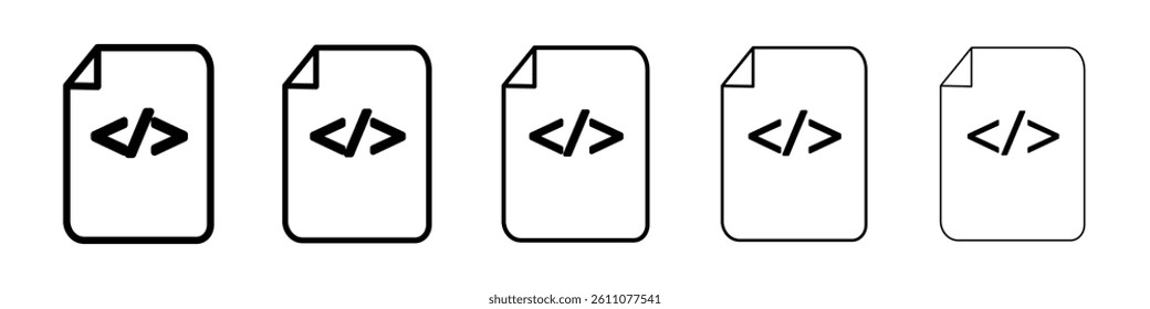 HTML script icon Symbol mark in Outline style