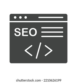 HTML SEO icon vector image. Can also be used for Search Engine Optimization. Suitable for mobile apps, web apps and print media.