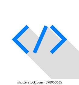 HTML tag illustration. Vector. Azure icon with flat style shadow path on white background.