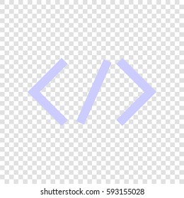 HTML tag illustration. Vector. Periwinkle icon on transparent background.