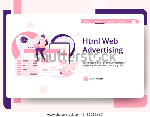 Download Html Web Advertising Illustration Concept Men Stock Vector ...