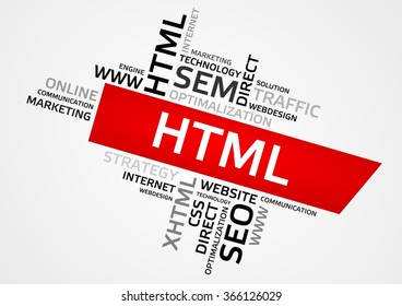 HTML word cloud, tag cloud, vector graphics - business and internet concept