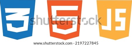 HTML5 CSS3 JS icon set. Web development logo icon set of html, css and javascript, programming symbol.
