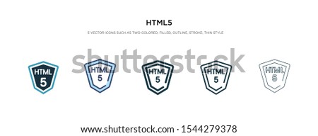 html5 icon in different style vector illustration. two colored and black html5 vector icons designed in filled, outline, line and stroke style can be used for web, mobile, ui