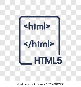 Html5 icon. Trendy linear Html5 logo concept on transparent background from Programming collection