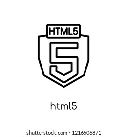 HTML5 icon. Trendy modern flat linear vector HTML5 icon on white background from thin line Technology collection, editable outline stroke vector illustration