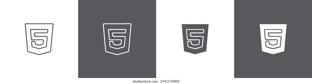 Html5 line glyph icon style in white and black background