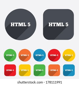 HTML5 sign icon. New Markup language symbol. Circles and rounded squares 12 buttons. Vector