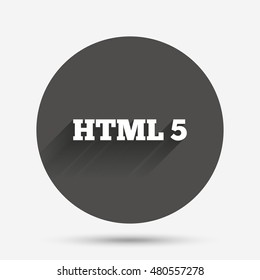 HTML5 sign icon. New Markup language symbol. Circle flat button with shadow. Vector