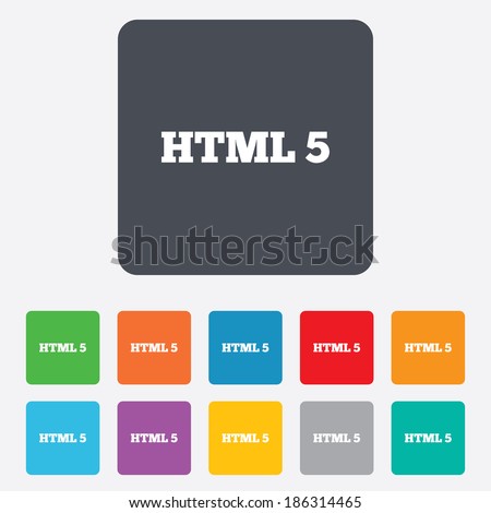 HTML5 sign icon. New Markup language symbol. Rounded squares 11 buttons. Vector