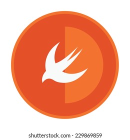 html5 styled round badge shows swallow on orange light background icon