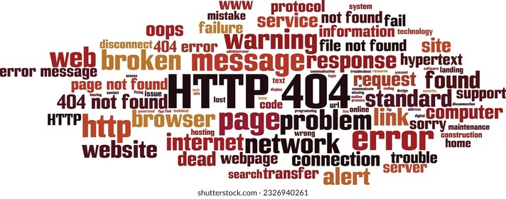 HTTP 404 word cloud concept. Collage made of words about HTTP 404. Vector illustration 