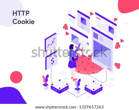 HTTP Cookie Isometric Illustration. Modern flat design style for website and mobile website.Vector illustration