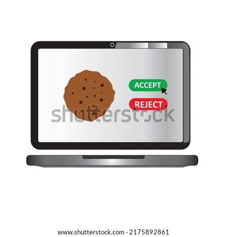 Http Cookies. Concept of accept or reject cookie on a laptop.