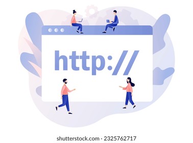 HTTP data web page. Hypertext Transfer Protocol concept. Internet communication protocol. Web browser. Modern flat cartoon style. Vector illustration on white background
