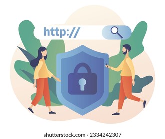 HTTP data web page. Hypertext Transfer Protocol concept. Internet communication protocol. Web browser. Modern flat cartoon style. Vector illustration on white background