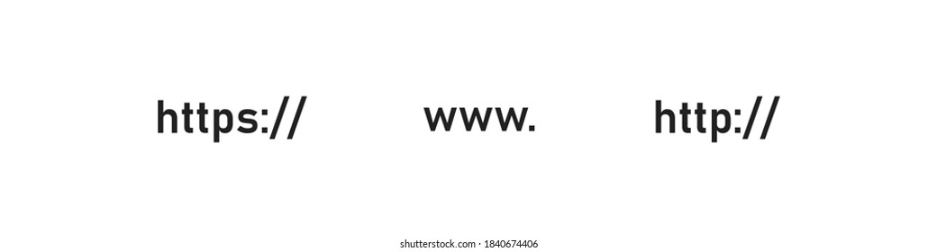 Http and https icon web bar. Url address, ssl symbol. Www website sign concept in vector flat style.