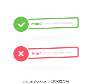 http https protocol connection ssl encryption website. Vector illustration.
