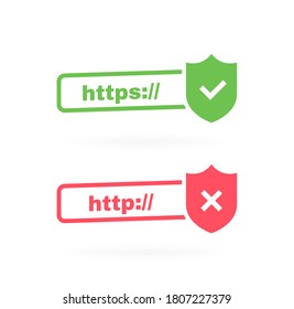 http https protocol connection ssl encryption website. Vector illustration.