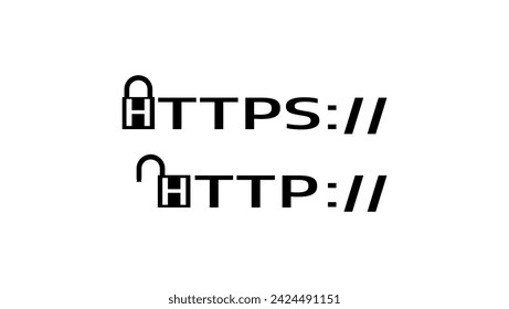 http and https protocols , black isolated silhouette