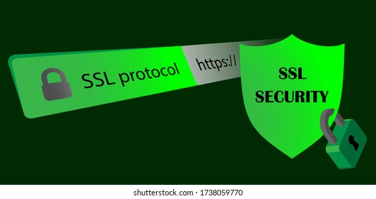 http and https protocols on shield. Safe and Secure https. Secured ssl shield and padlock symbols. http and https protocols on shield on laptop screen. 