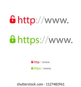 HTTP and HTTPS Protocols. Safe and Secure Wev Browsing. Vector Illustration.