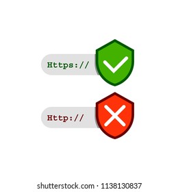 http and https secure and mot safe protocol vector