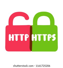 Http, https. Vector hand drawn illustration on white background.
