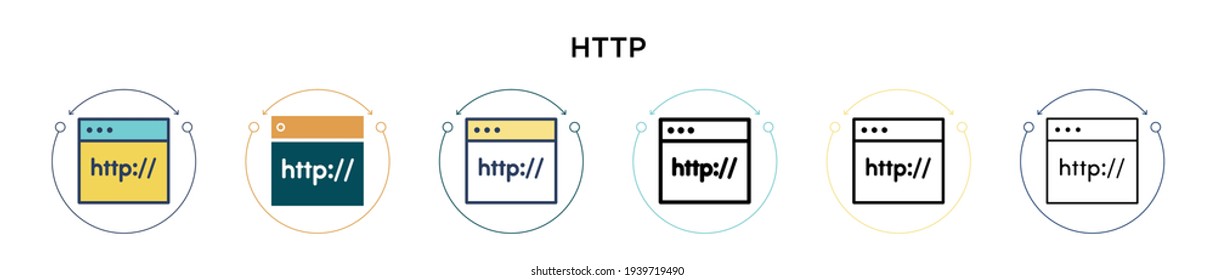 Http icon in filled, thin line, outline and stroke style. Vector illustration of two colored and black http vector icons designs can be used for mobile, ui, web