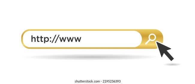 Http Icon Gold Button Search, Cursor Icon And Symbol Loupe Magnifying Glass Icon Vector Design Isolated