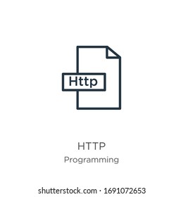 Http icon. Thin linear http outline icon isolated on white background from programming collection. Line vector sign, symbol for web and mobile