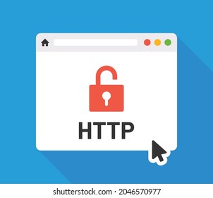 http open padlock on browser icon vector illustration. Internet security symbol