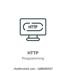 Http outline vector icon. Thin line black http icon, flat vector simple element illustration from editable programming concept isolated stroke on white background