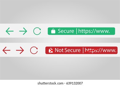 HTTP Secure and Not Secure Vector Illustrations