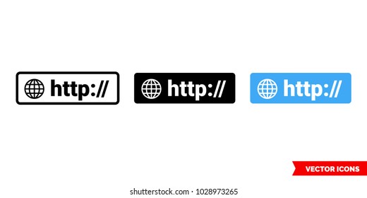 HTTP symbol icon of 3 types: color, black and white, outline. Isolated vector sign symbol.