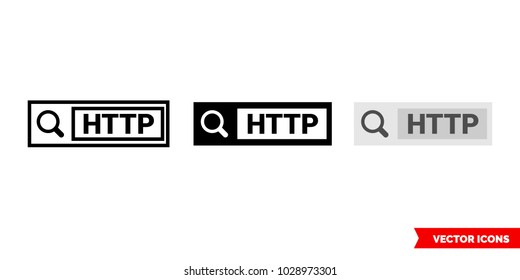 HTTP symbol icon of 3 types: color, black and white, outline. Isolated vector sign symbol.