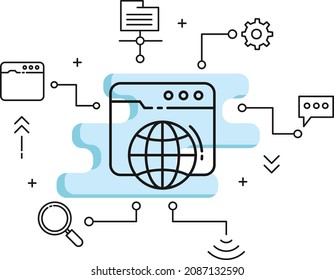 http translator stock illustration, Internet Web Browser Concept Vector Icon Design, Cloud computing and Internet hosting services Symbol, Webpage Viewer Software Sign, 